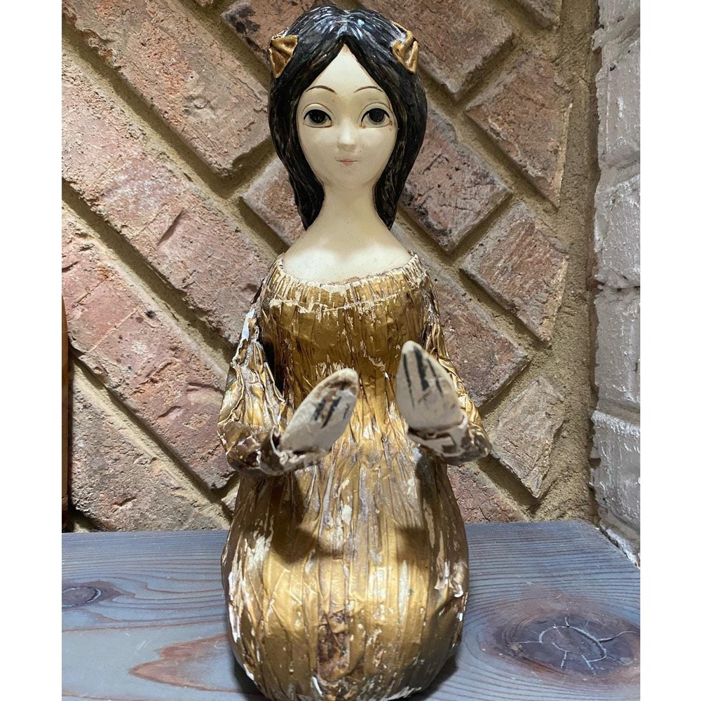Vintage Paper Mache figurine Hong Horizons MARUYOSHI‎ 1960S kneeling girl Japan